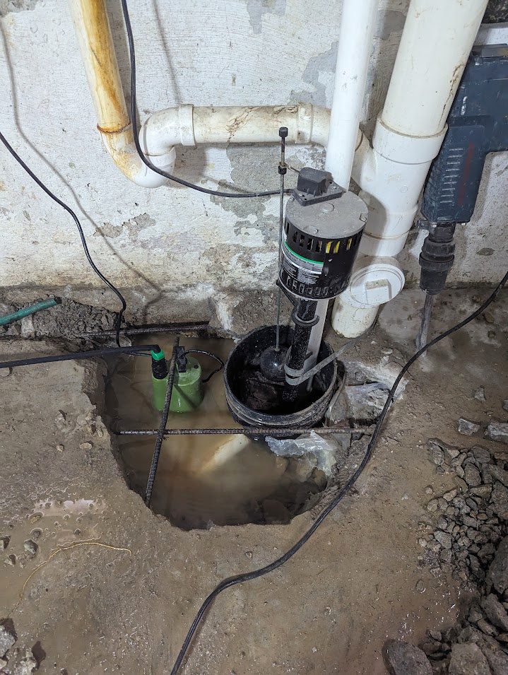 Exposed pump inside open basin